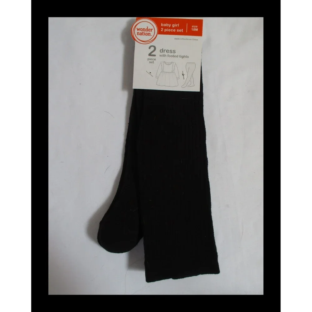 Wonder Nation Baby Girl Black Footed Tights 18m